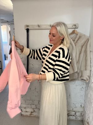 Gestreepte zachte gilet blauw - wit / one size