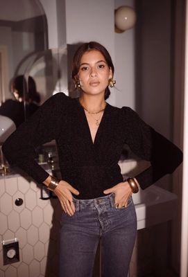 Party glitter body met lange mouwen - one size