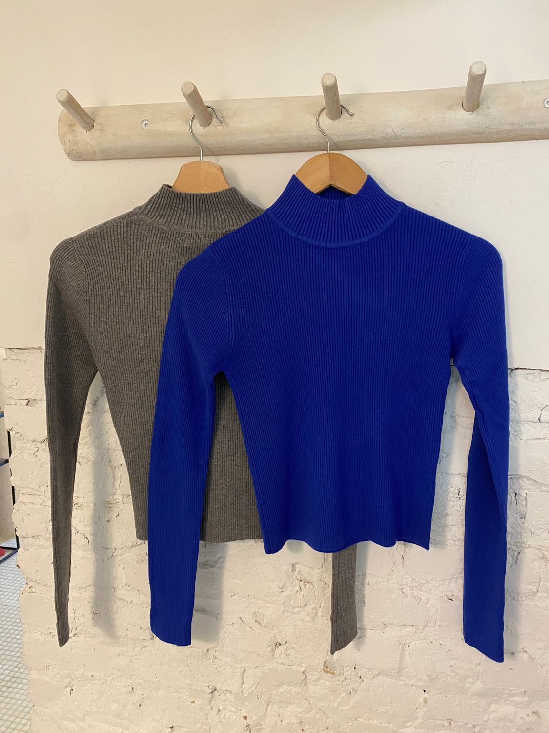 Top met col grijs - blauw TU
