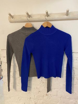 Top met col grijs - blauw TU