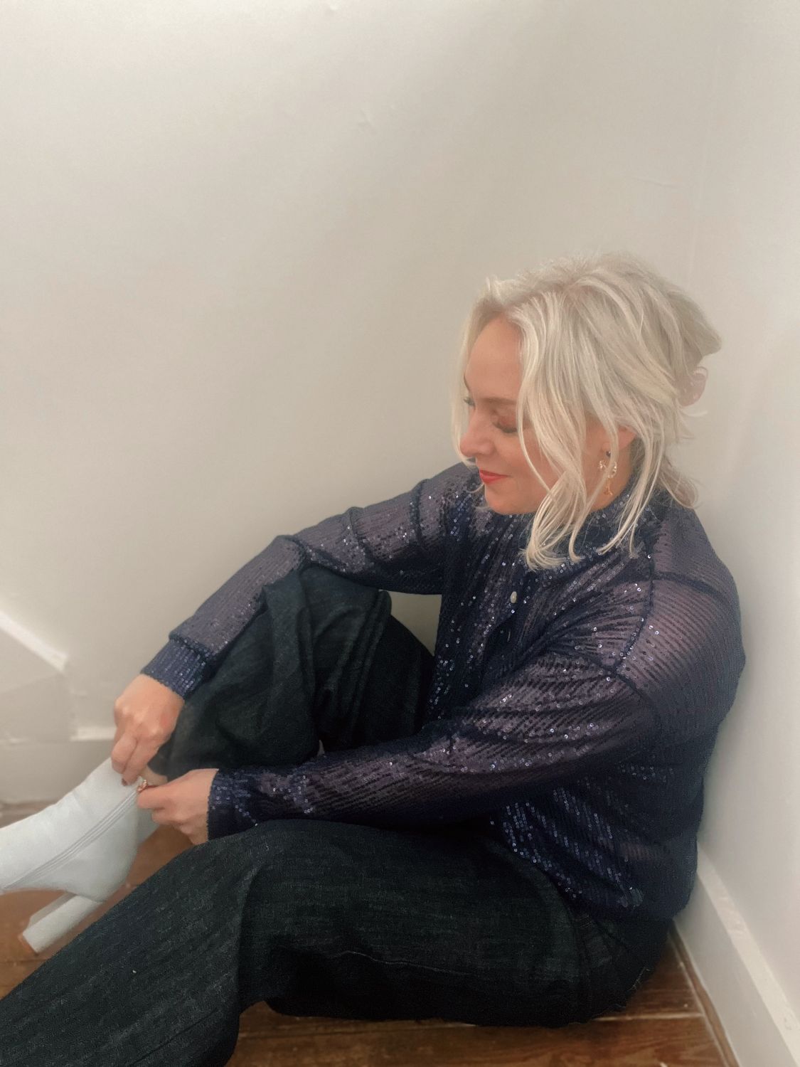 Party glitter hemd blauw / paars - one size