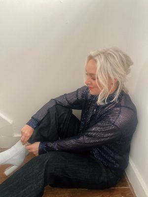 Party glitter hemd blauw / paars - one size