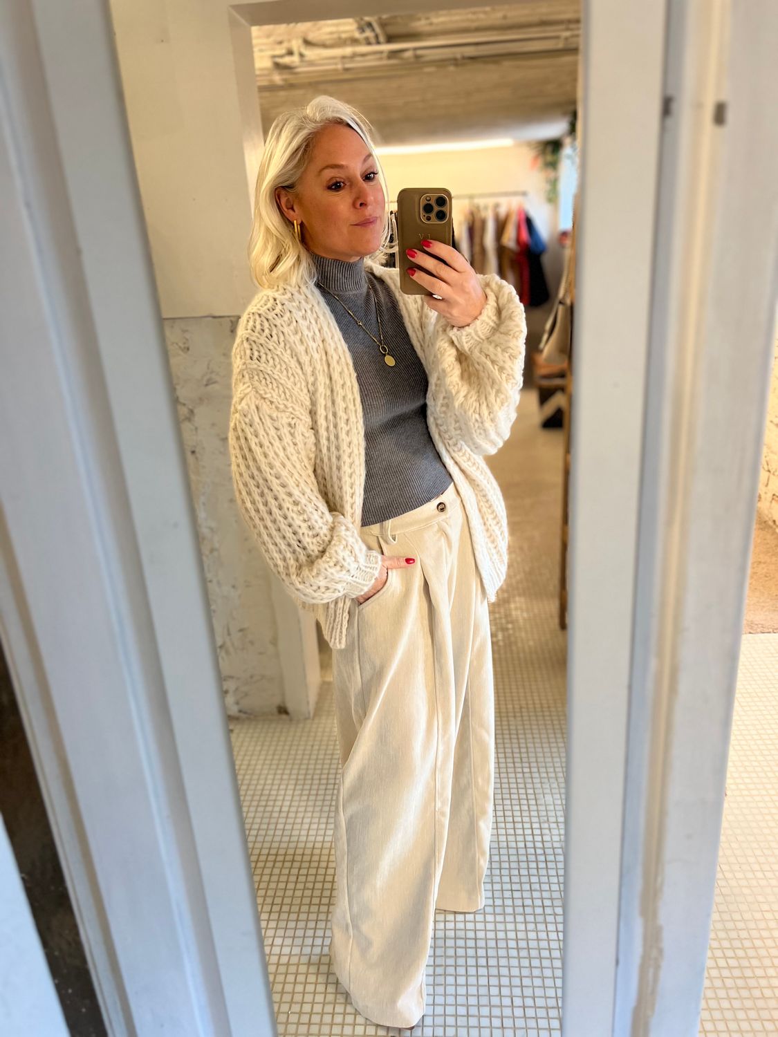 Zachte gilet met groffe kabel - one size