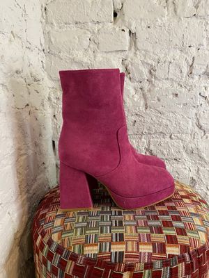 Laarzen met blokhak - suède - roos