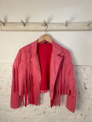 Kort pink jasje met franjes - TU - SALE