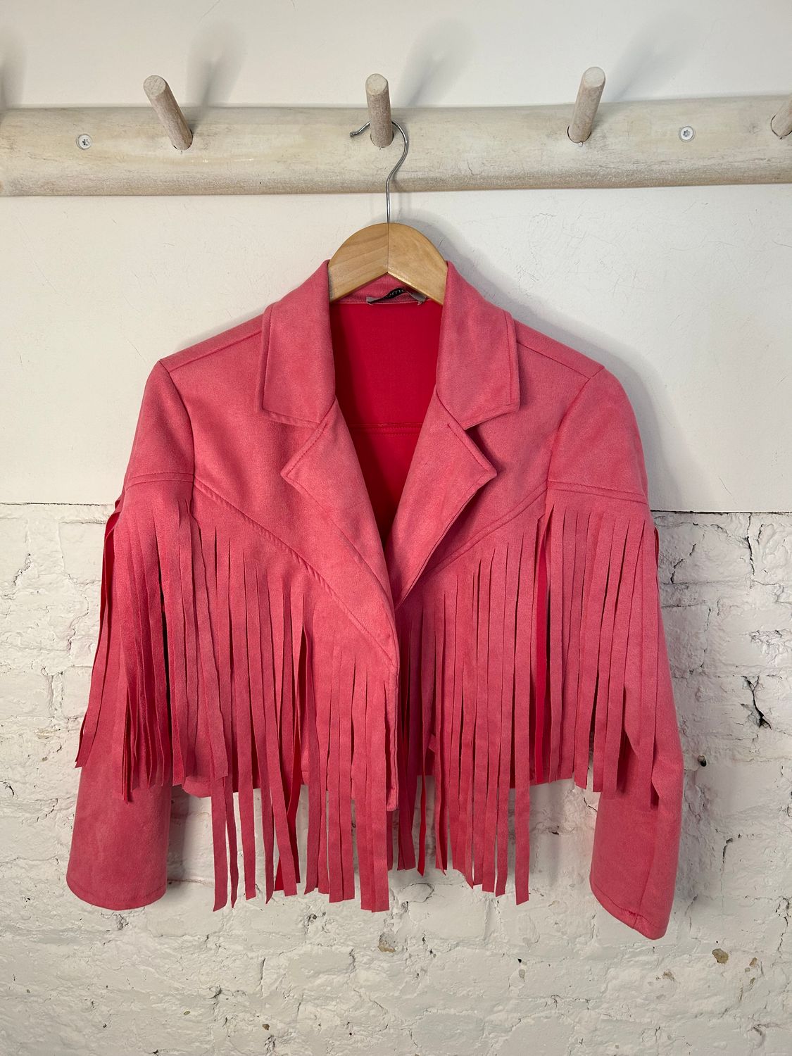 Kort pink jasje met franjes - TU - SALE