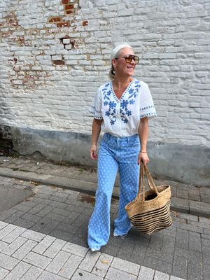 Boho blouse katoen - knoopjes - one size