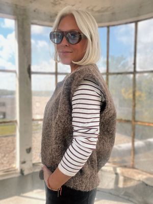 Gestreept truitje zwart/wit - one size - super zacht - geen wol!