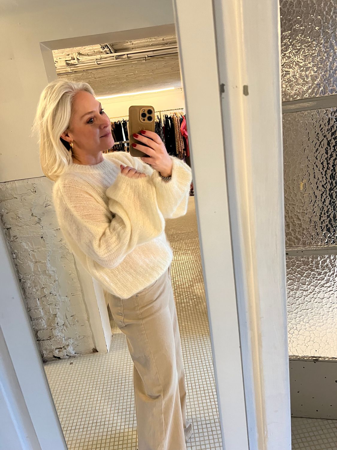 Prachtige trui met losse mouwen - wit - one size - candy collection