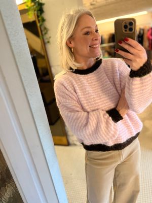 Gestreepte trui met bruine boord - one size - candy collection