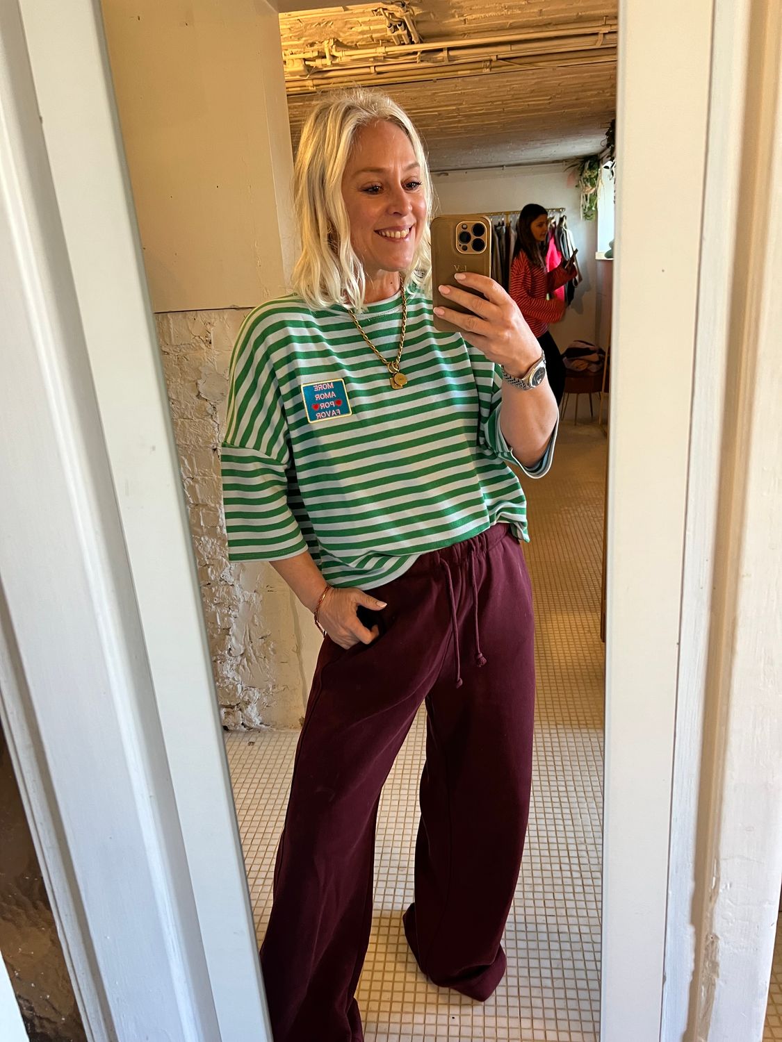 T-shirt streepjes - more amor for favor - one size