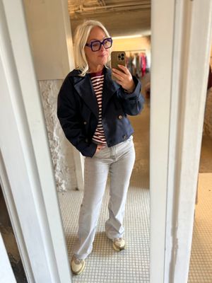 Katoenen oversized marine top met lange mouwen - one size - basic collection