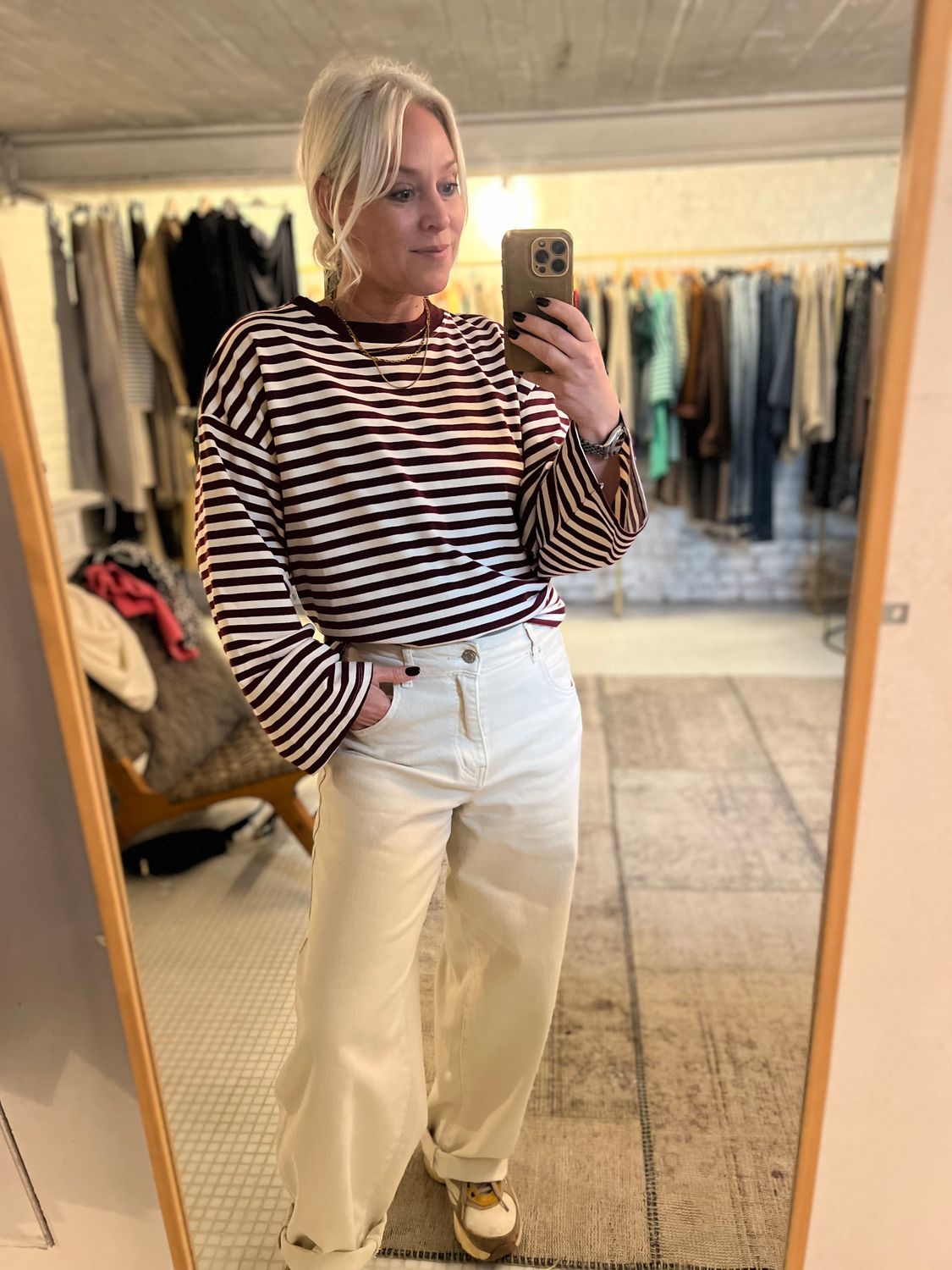 Balloon jeans crème - met stretch - valt op maat