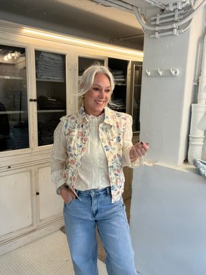 Mouwloze bloemen gilet in katoen