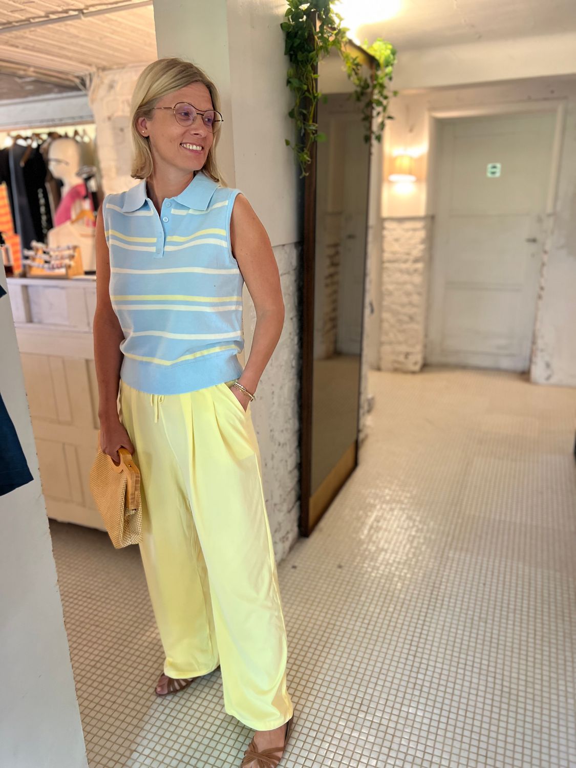 Polo met streepjes zonder mouwen - one size