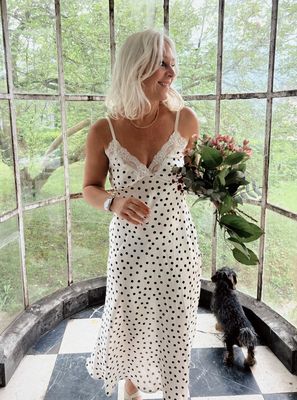 Polkadot kleedje met verstelbare bandjes - one size