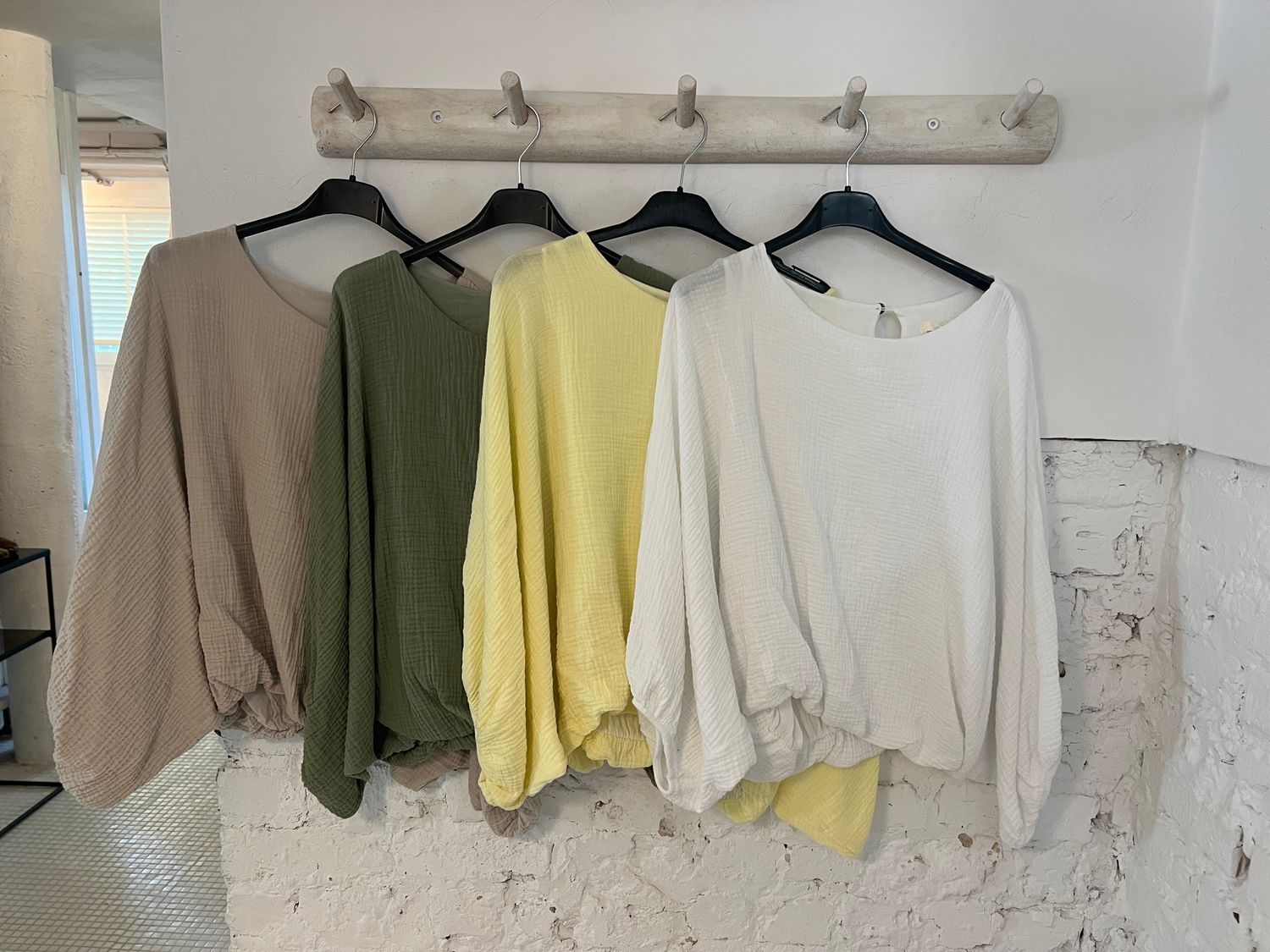 Tetra blouse met losse mouw en rek onderaan - one size