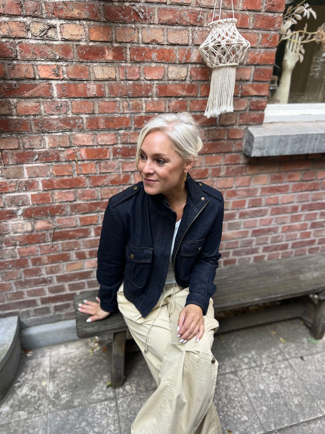 Jeansvest donkerblauw - korter model