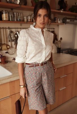 Witte blouse met broderie - 100% katoen