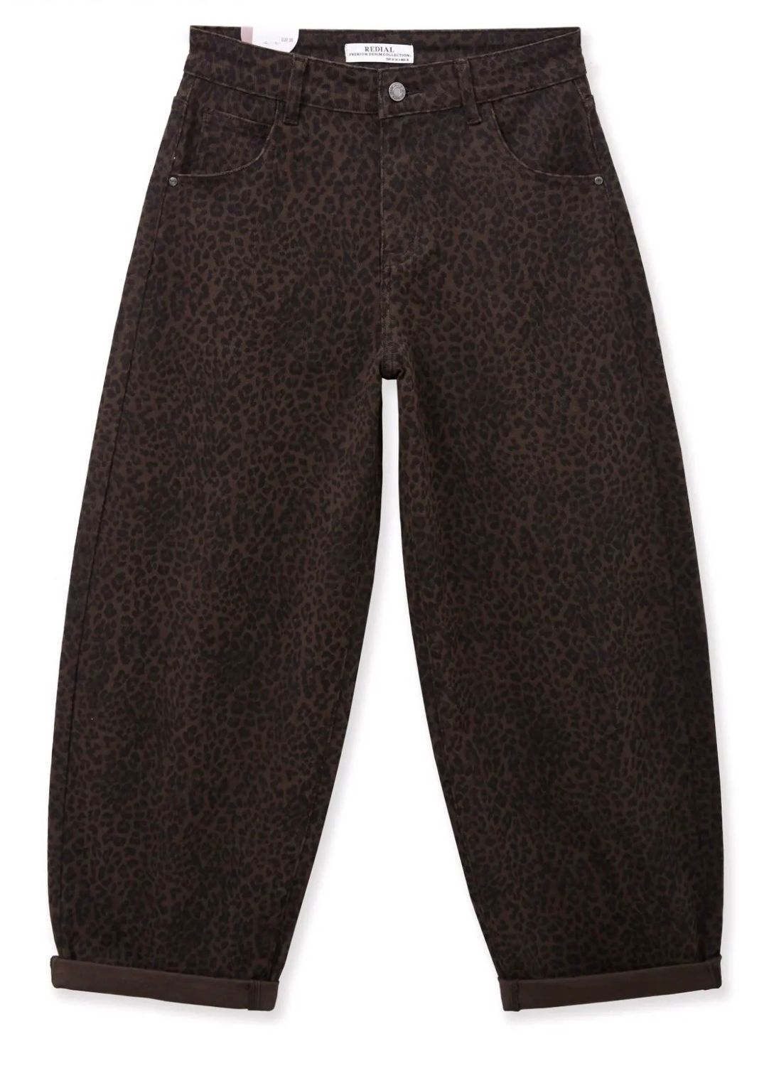 Leopard jeansbroek - balloon fit met stretch