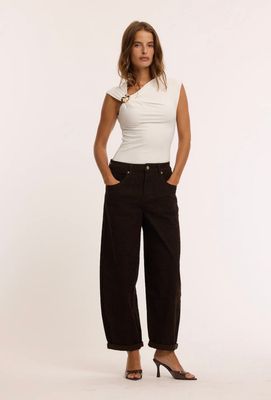 Leopard jeansbroek - balloon fit met stretch