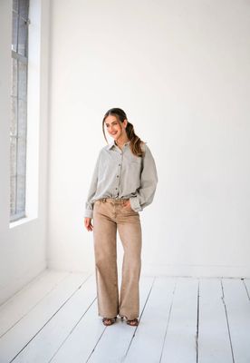 Beige jeansbroek - straight leg met stretch