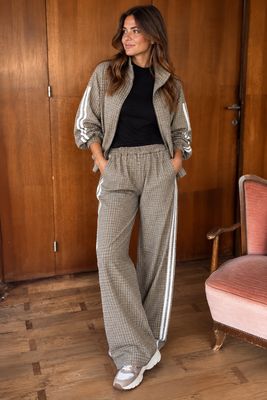 Geruite sportieve broek met bijpassende vest - one size