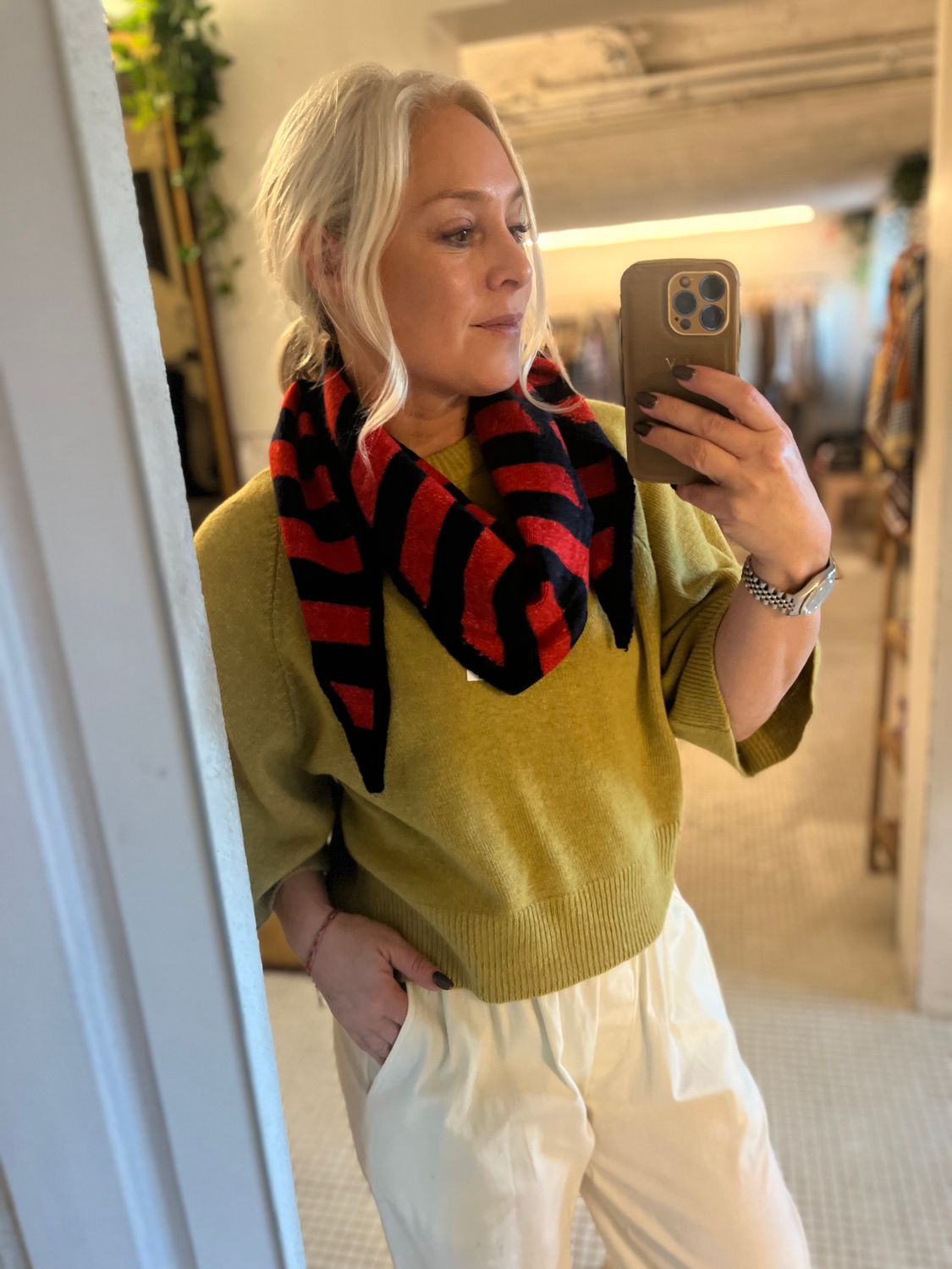 Gestreepte sjaal - rood &amp; navy