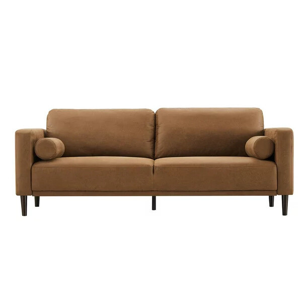 3-Seat 78.9&#39;&#39; Square Arm Loveseat Sofa - Honey Brown