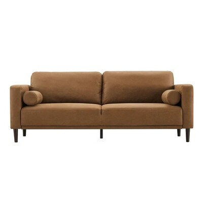 3-Seat 78.9&#39;&#39; Square Arm Loveseat Sofa - Honey Brown