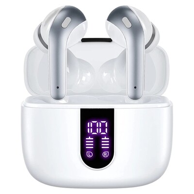 Movamax Noise Cancelling Earbuds with Microphone - White