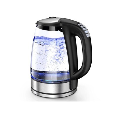 Movamax Variable Temperature 1200W 2.0L Glass Electric Tea Kettle with 4Hrs Keep Warm Function &amp; Boil-Dry Protection