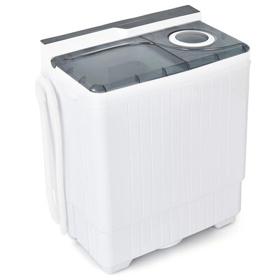 Movamax Portable Semi-Automatic 26 lb. Twin Tub Washing Machine with Built-In Drain Pump - Blue / Gray