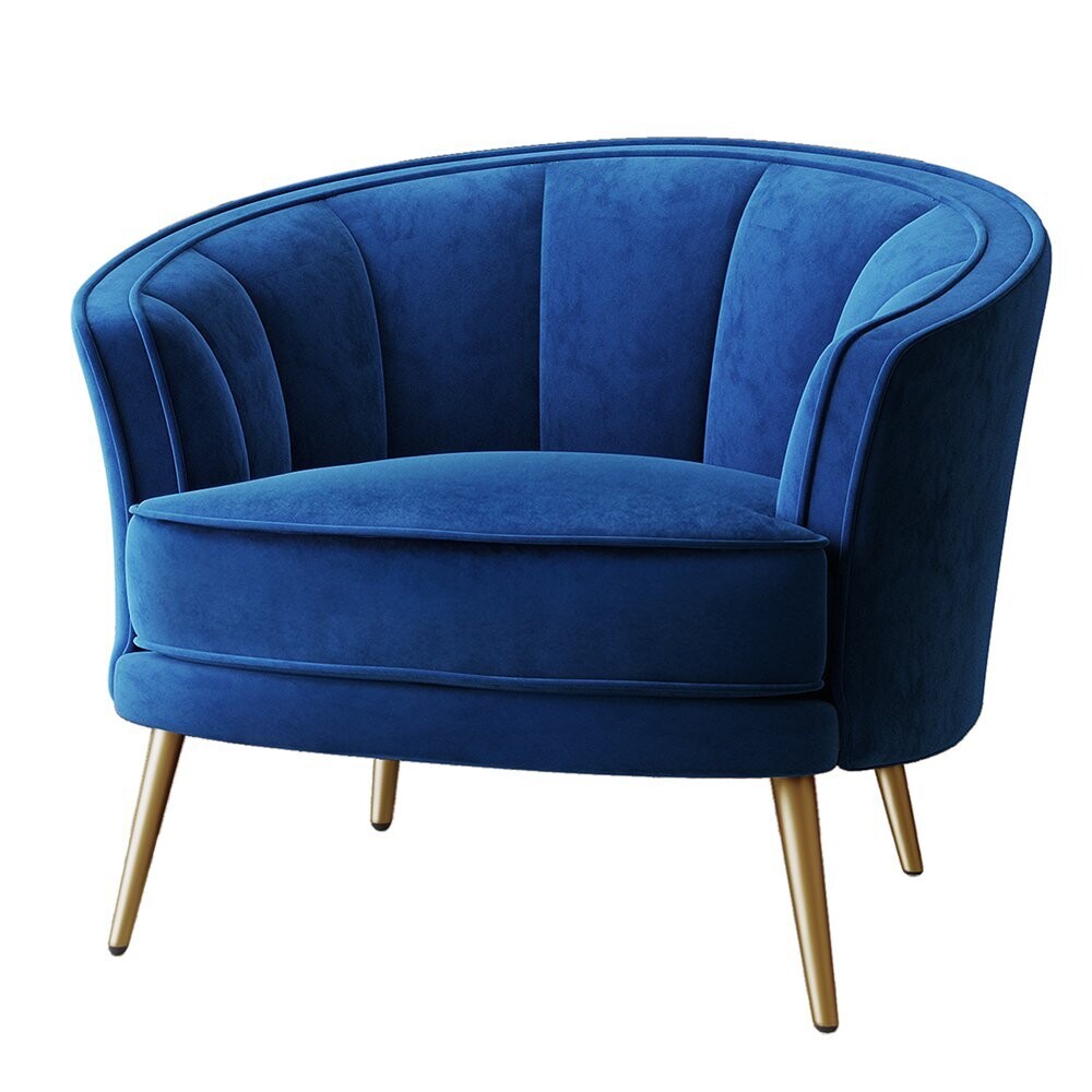 Movamax Accent 2 Petal Barrel Armchair - Mova Blue / Saddle Brown