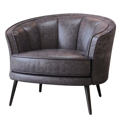 Movamax Accent 2 Petal Barrel Armchair - Mova Blue / Saddle Brown
