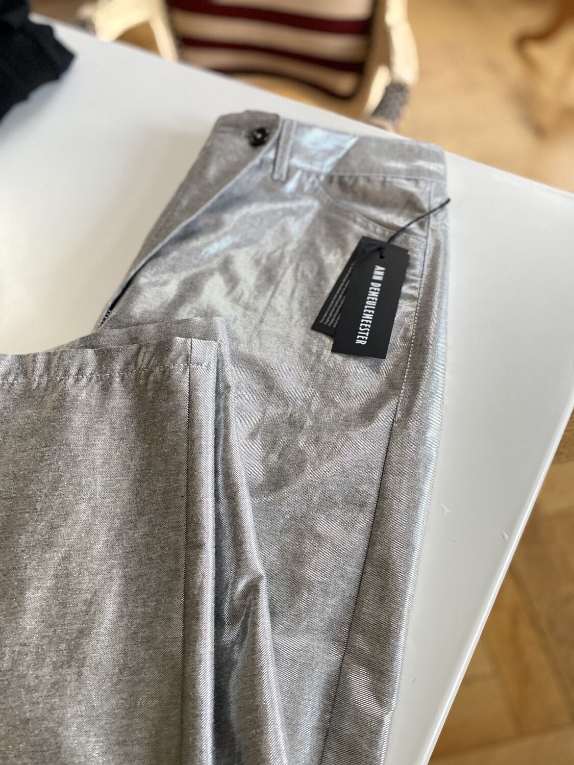 Ann Demeulemeester Hose &quot;Helm&quot; metallic/silver
