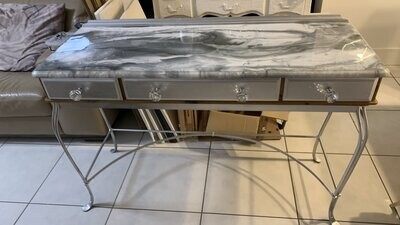 Upcycled Resined Large Pine Console Table in metallic silvers and white