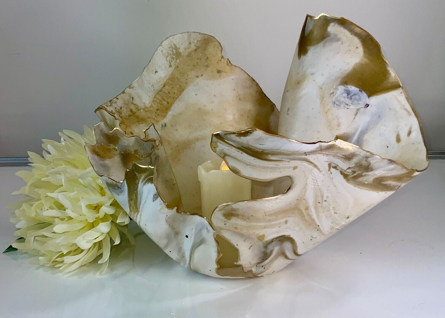 Handmade Resin Sculpture bowls, Candle, fruit or bathroom storage