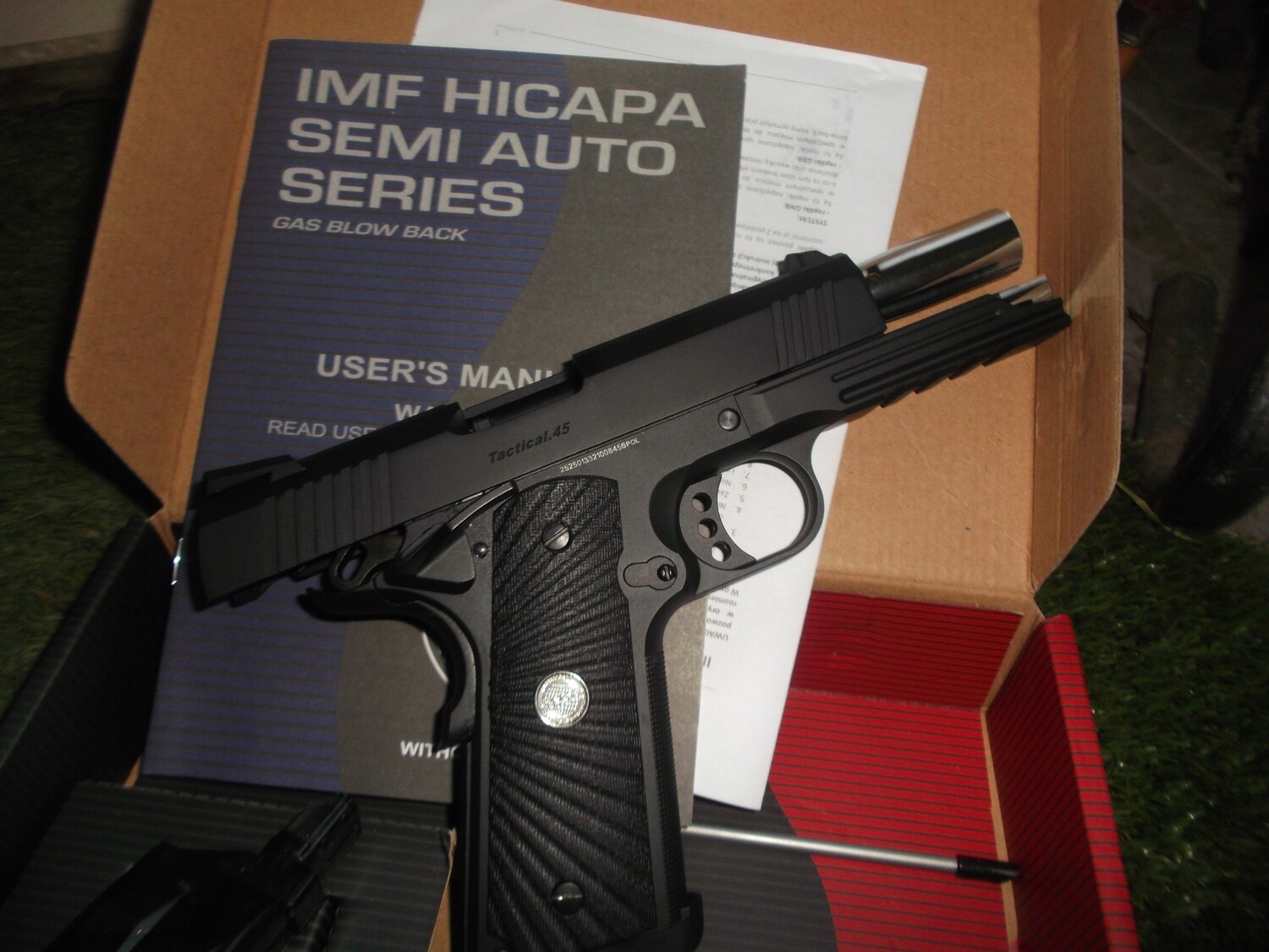 Softair Colt 1911 Tactical ops 45, full metal blow back cal. 6mm ,green gas,accessori. BY JGG