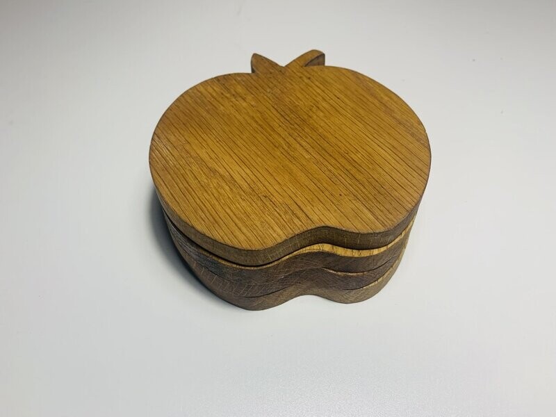 Apple Shaped Oak Coasters