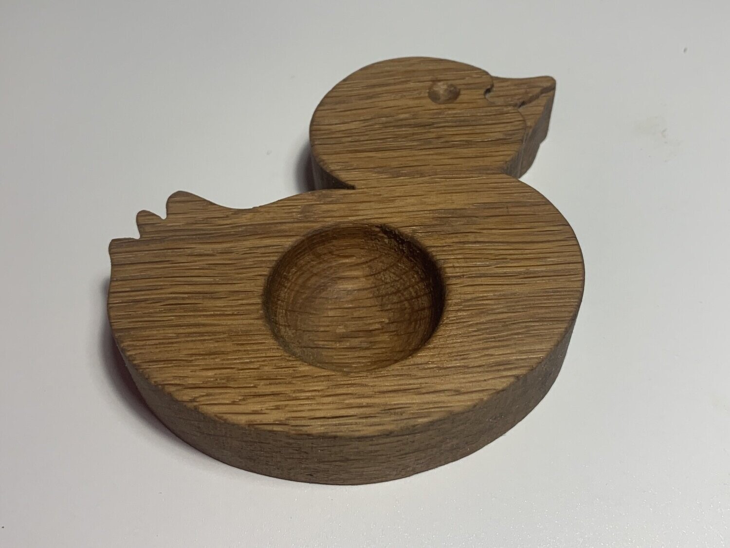 Duck shaped egg cup in oak