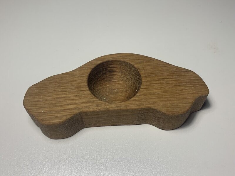 Car shaped egg cup in oak