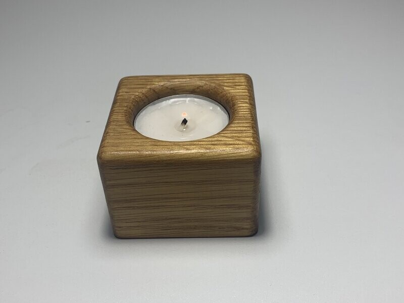 Square oak tealight holder