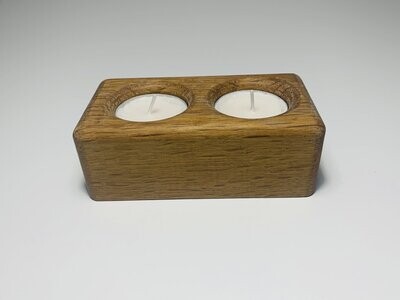 Double  oak tealight holder