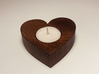 Heart shaped mahogany tealight holder
