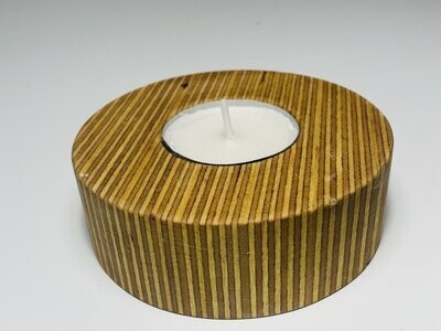Round stripy tealight holder in birch plywood