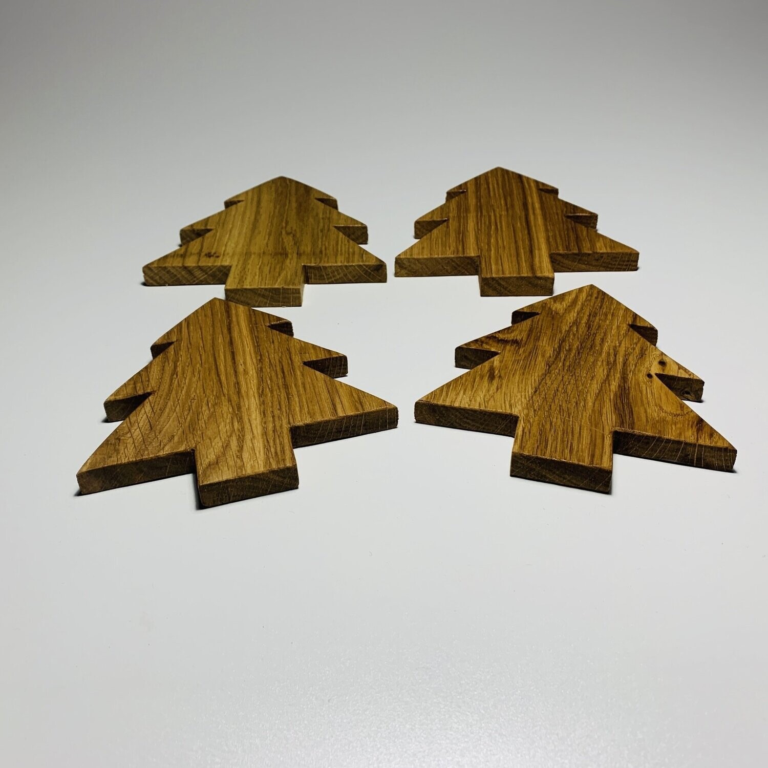 Christmas tree shaped oak coasters