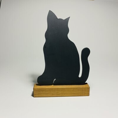 Cat shaped blackboard on a stand