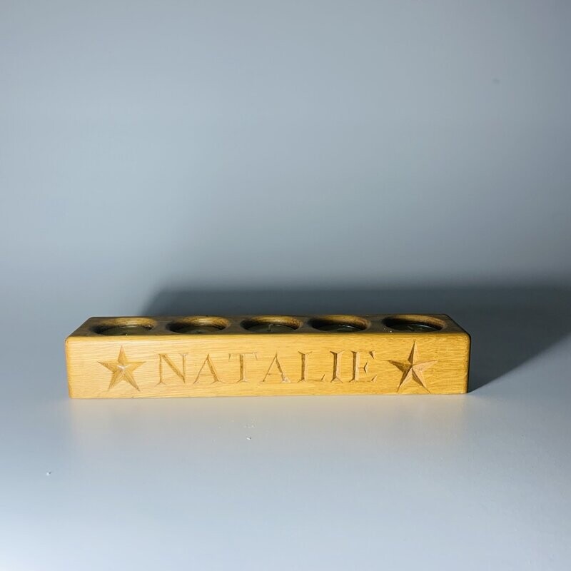 Personalised oak tealight centre piece