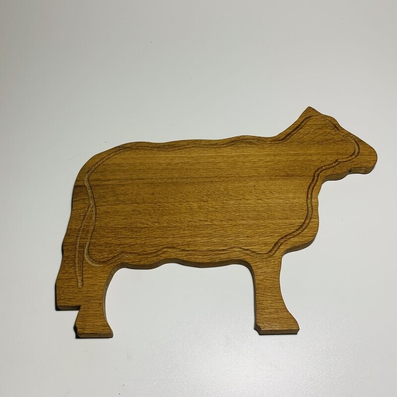 Cow Shaped Oak Serving Platter